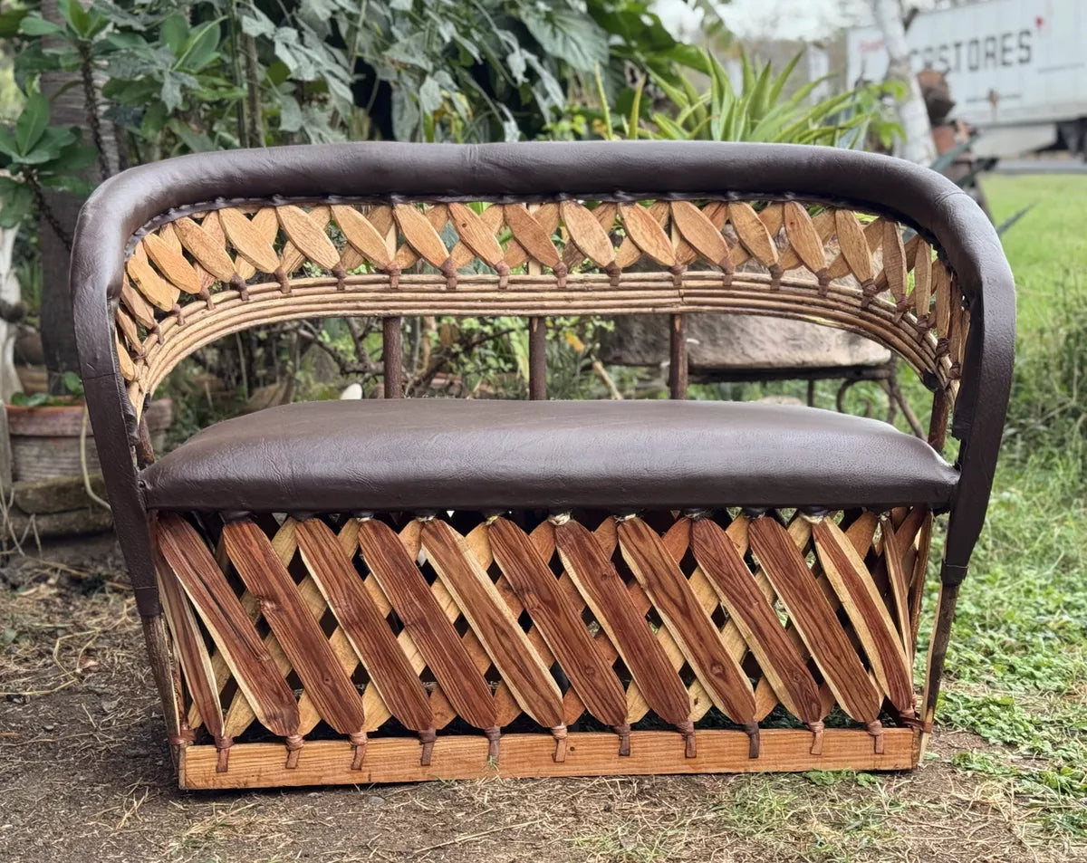Handcrafted Room Made of Equipal Wood Leather in Antique Stakes Style