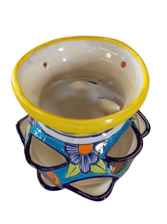 Maceta Multiplanta Artesanal De Fina Talavera Estilo Antiguo