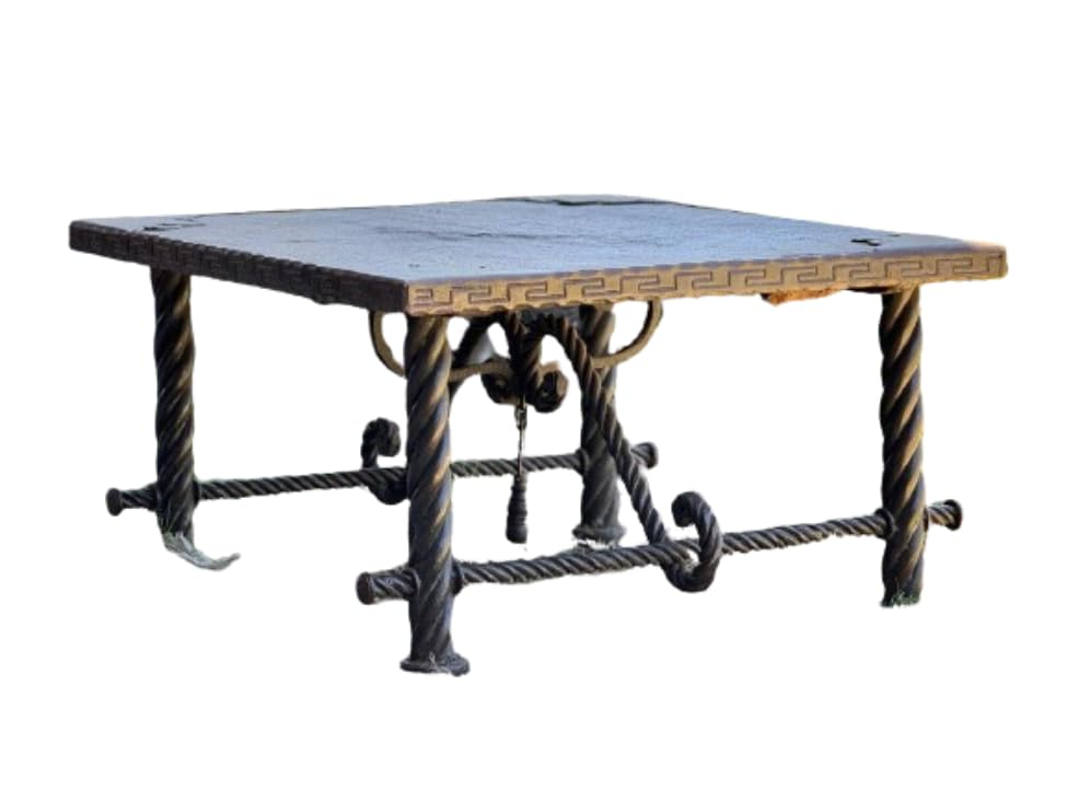 Mesa de Hierro Forjado con Cubierta de Piedra Laja para Exteriores e Interiores