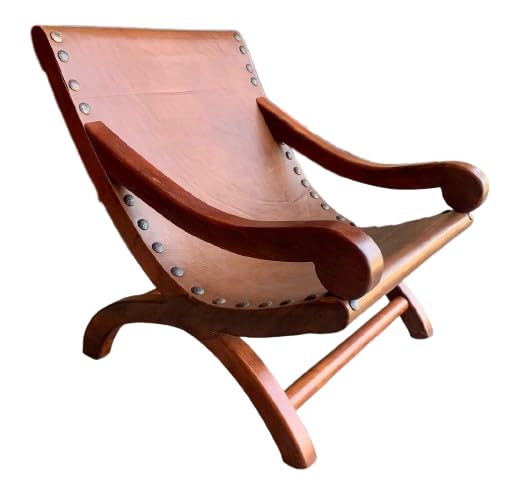 Silla Sillon Miguelito Descanso Piel Mezquite Estilo Antiguo