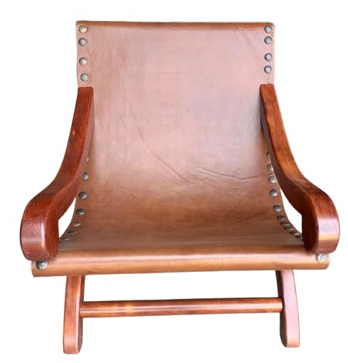 Silla Sillon Miguelito Descanso Piel Mezquite Estilo Antiguo