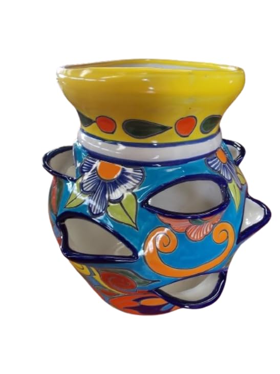 Maceta Multiplanta Artesanal De Fina Talavera Estilo Antiguo