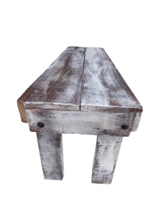 Handcrafted solid wood bench, 1m x 29cm x 43cm high, vintage style, for 2 people, ideal for terraces, cabins and beach houses