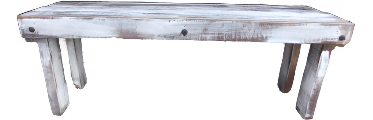 Handcrafted solid wood bench, 1m x 29cm x 43cm high, vintage style, for 2 people, ideal for terraces, cabins and beach houses
