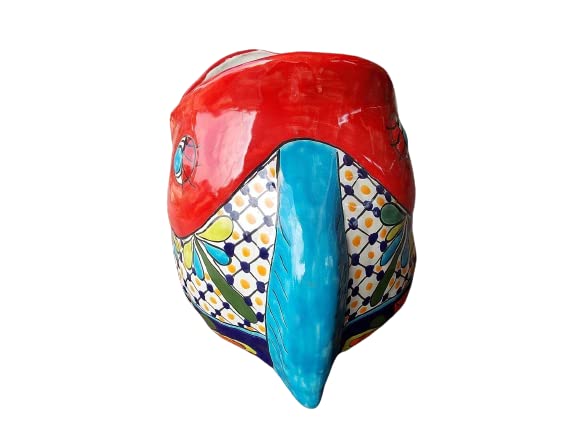 Fine Talavera pot, antique style. Large fish.