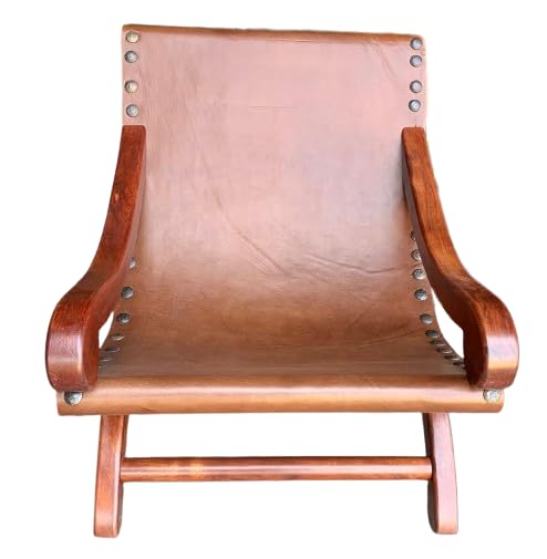Silla Sillon Miguelito Descanso Piel Mezquite Estilo Antiguo