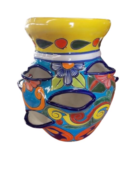 Maceta Multiplanta Artesanal De Fina Talavera Estilo Antiguo