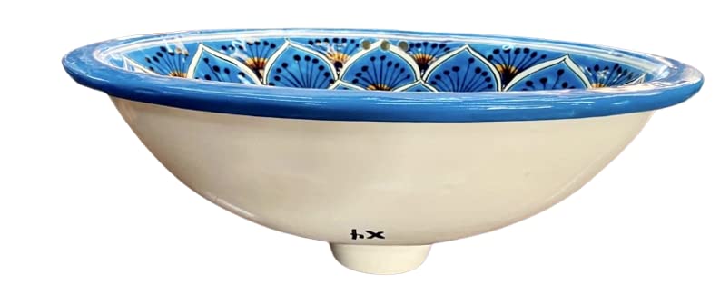 Ovalin Talavera Fine Antique Turkey Style Bathroom Sink Ovalin White