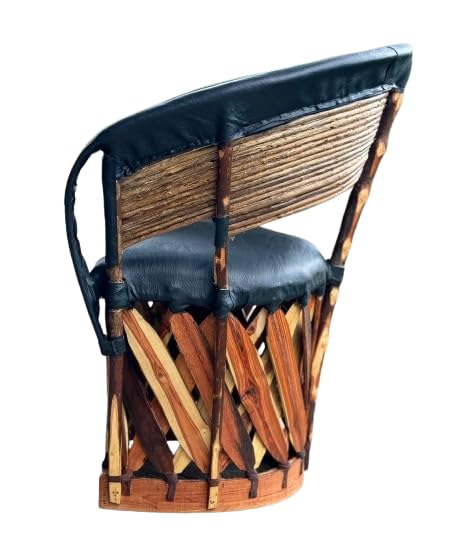 Silla Sillon Equipal Madera Piel Estilo Tradicional Antiguo.