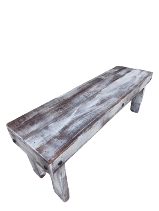 Handcrafted solid wood bench, 1m x 29cm x 43cm high, vintage style, for 2 people, ideal for terraces, cabins and beach houses