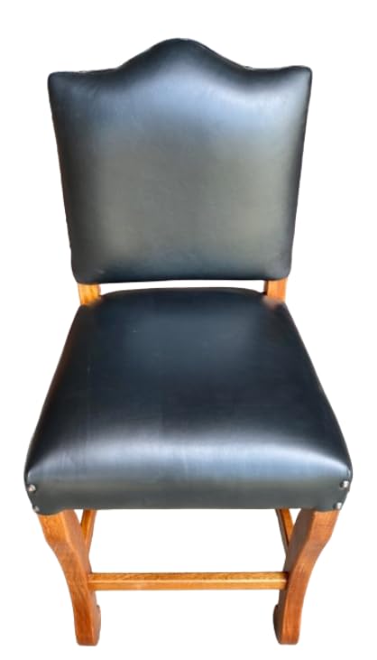 Handcrafted bar stool made of purple rosewood, upholstered in black leather