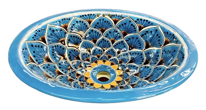 Ovalin Talavera Fine Antique Turkey Style Bathroom Sink Ovalin White