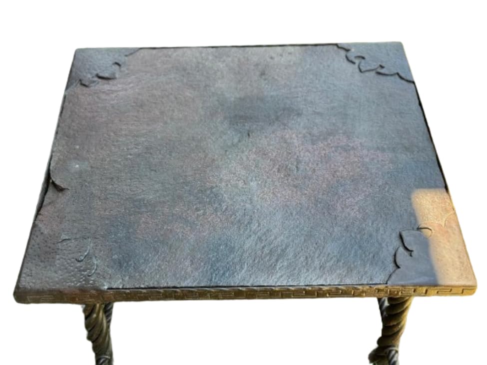 Mesa de Hierro Forjado con Cubierta de Piedra Laja para Exteriores e Interiores