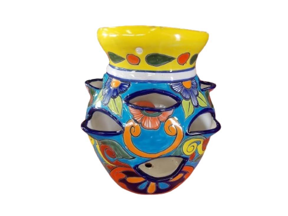 Maceta Multiplanta Artesanal De Fina Talavera Estilo Antiguo