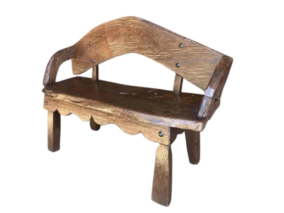 2-inch thick, 100-year-old antique mesquite wood bench, handmade