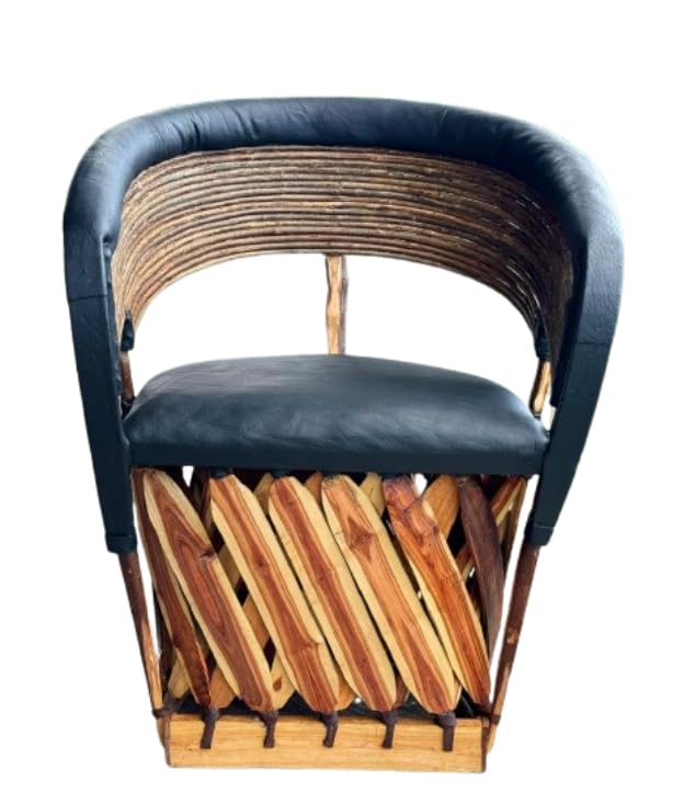 Silla Sillon Equipal Madera Piel Estilo Tradicional Antiguo.
