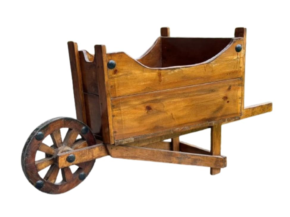 Carretilla de Madera de Encino para macetas Grandes