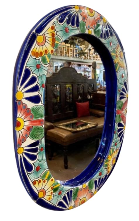 Beautiful handmade mirror in fine Talavera, antique style.