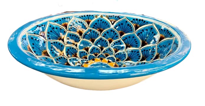 Ovalin Talavera Fine Antique Turkey Style Bathroom Sink Ovalin White
