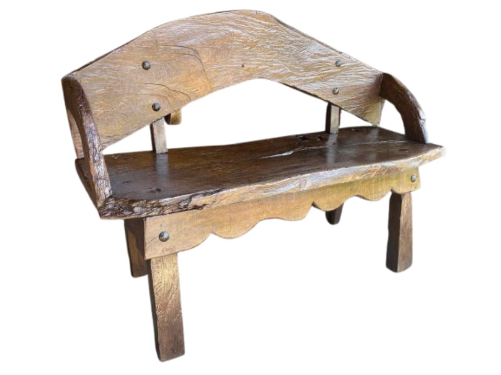 2-inch thick, 100-year-old antique mesquite wood bench, handmade