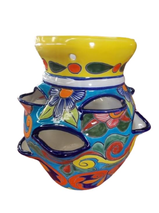 Maceta Multiplanta Artesanal De Fina Talavera Estilo Antiguo