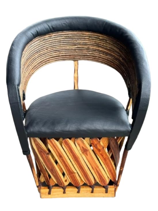 Silla Sillon Equipal Madera Piel Estilo Tradicional Antiguo.