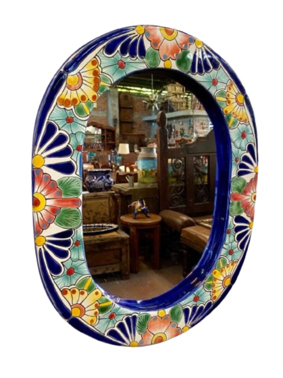 Beautiful handmade mirror in fine Talavera, antique style.