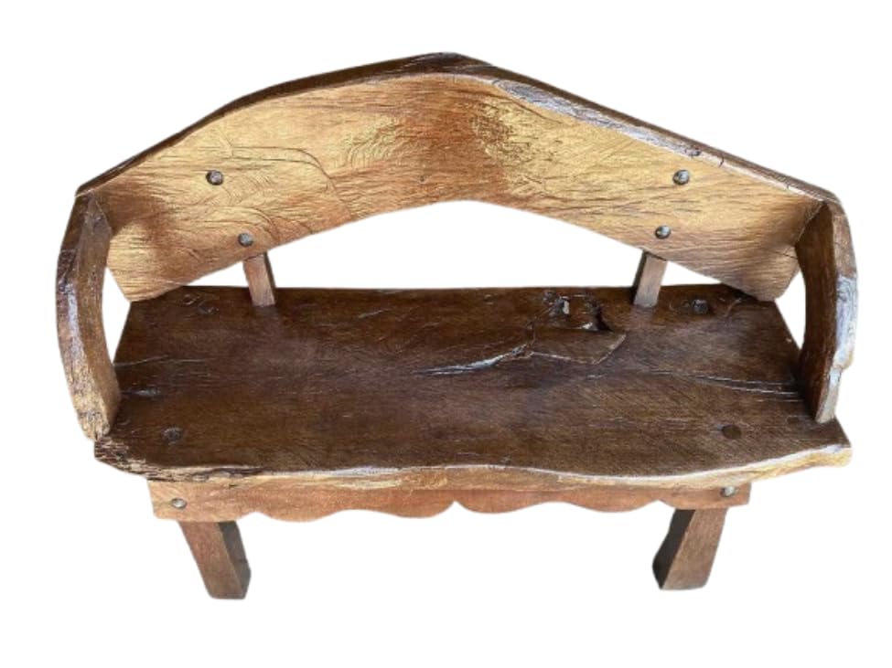 2-inch thick, 100-year-old antique mesquite wood bench, handmade
