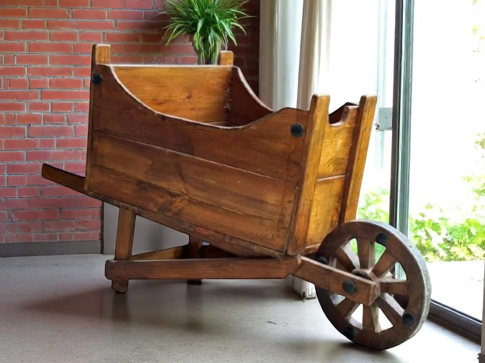 Carretilla de Madera de Encino para macetas Grandes