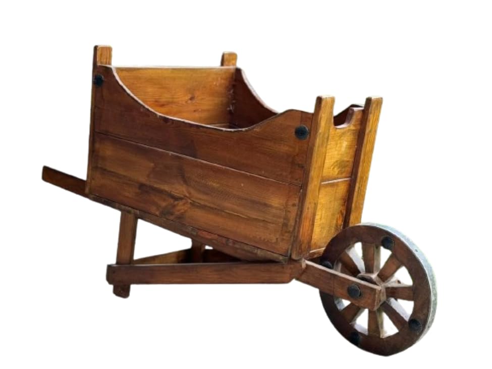 Carretilla de Madera de Encino para macetas Grandes