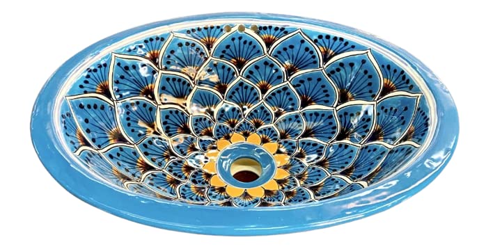 Ovalin Talavera Fine Antique Turkey Style Bathroom Sink Ovalin White