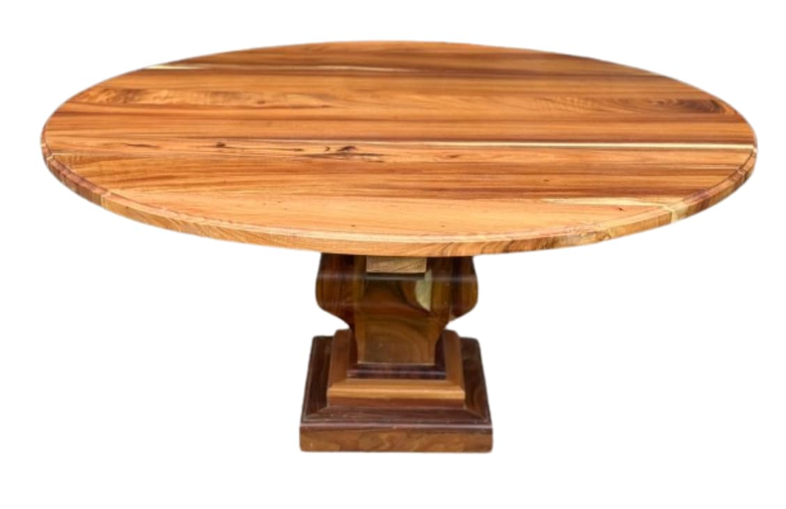 Mesa de comedor circular de madera de parota para 8 personas, 150 cm de diámetro