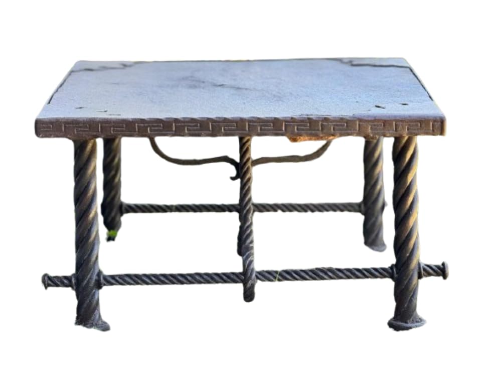 Mesa de Hierro Forjado con Cubierta de Piedra Laja para Exteriores e Interiores