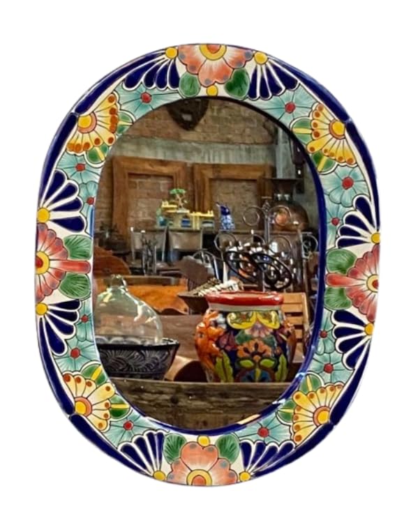 Beautiful handmade mirror in fine Talavera, antique style.