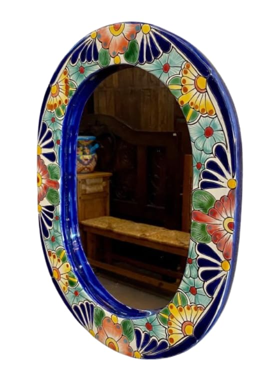 Beautiful handmade mirror in fine Talavera, antique style.