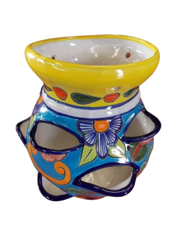 Maceta Multiplanta Artesanal De Fina Talavera Estilo Antiguo