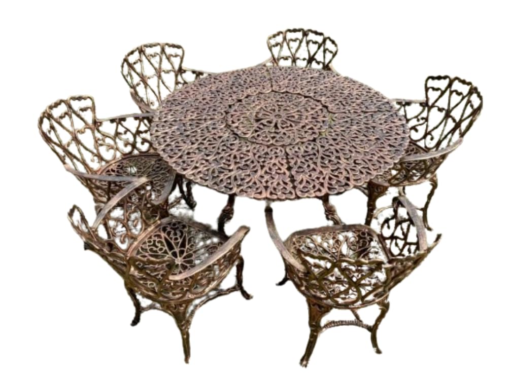Reinforced Aluminum Handcrafted Dining Room with 6 Antique Style Chairs