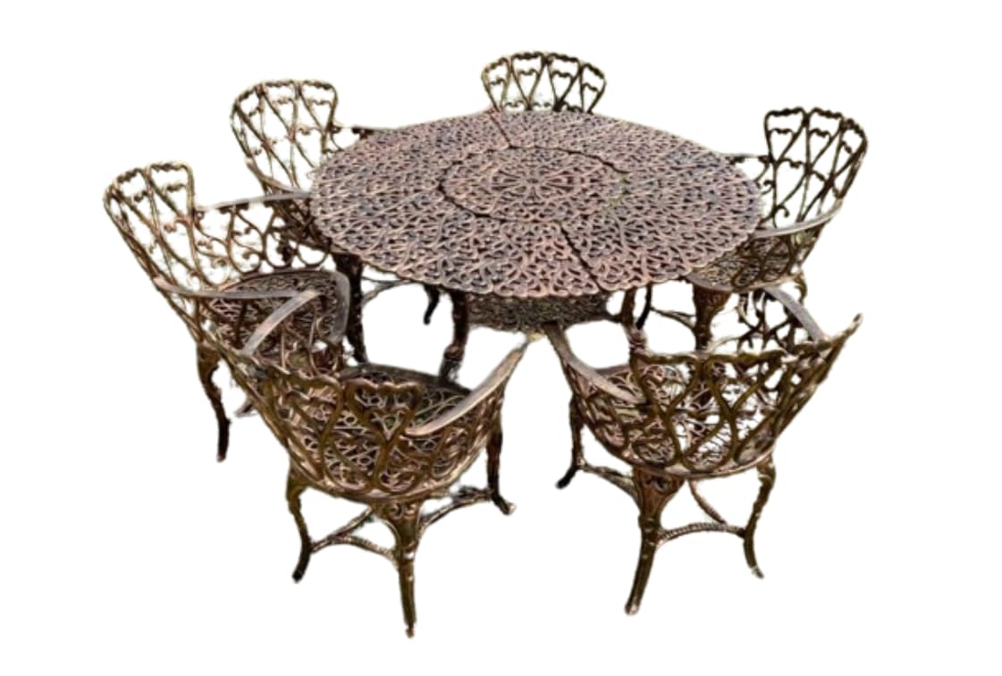 Reinforced Aluminum Handcrafted Dining Room with 6 Antique Style Chairs