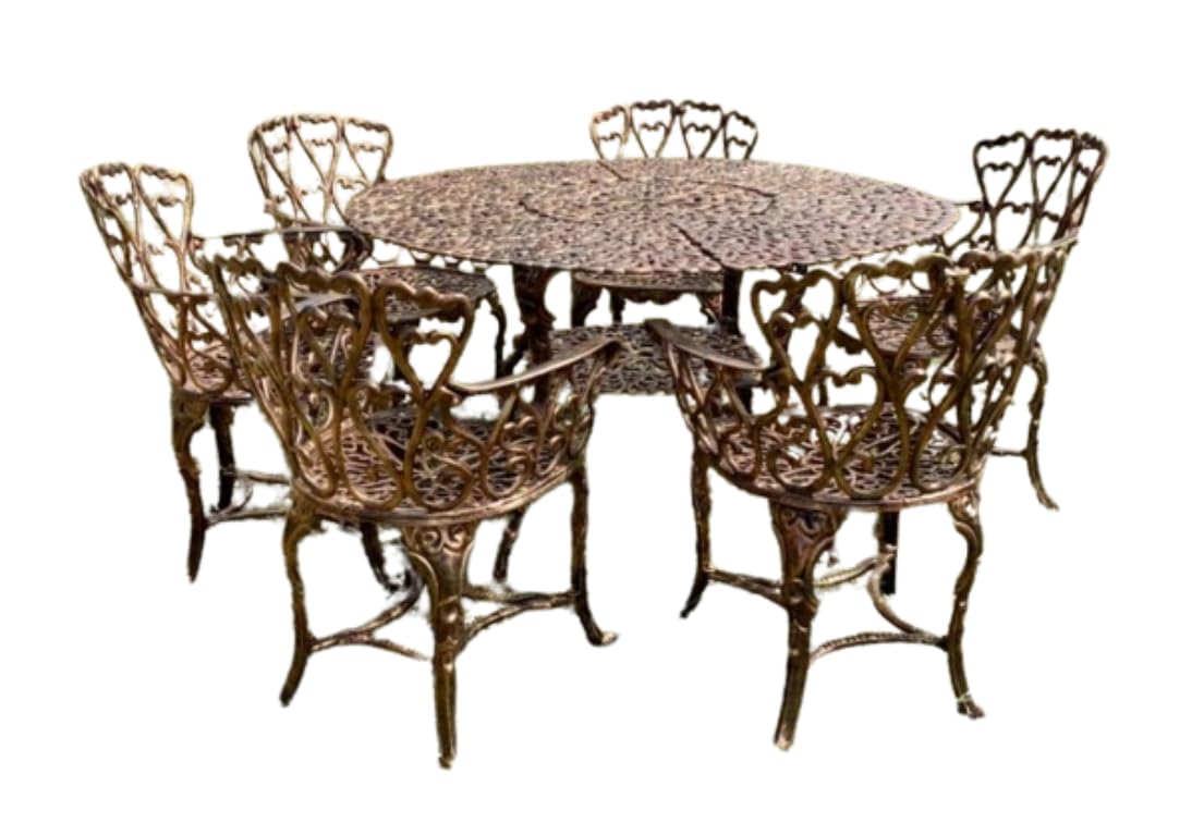 Reinforced Aluminum Handcrafted Dining Room with 6 Antique Style Chairs