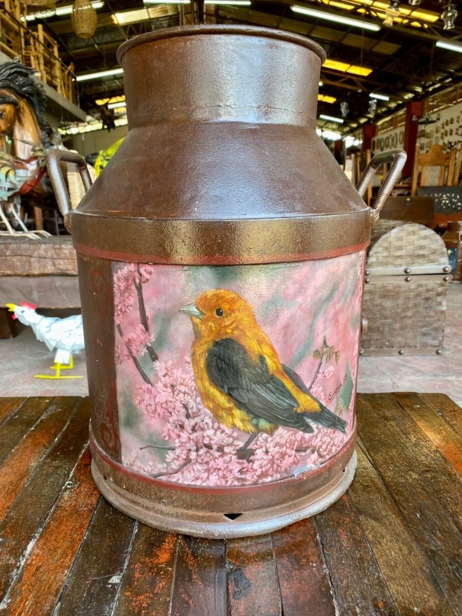 Bote lechero antiguo de Colima, decorado con óleo de ave, cerámica