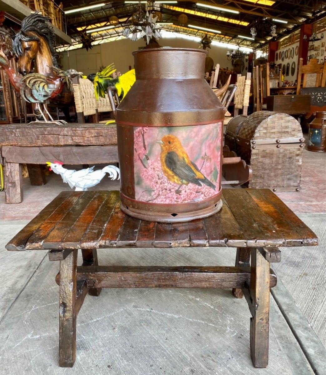 Bote lechero antiguo de Colima, decorado con óleo de ave, cerámica
