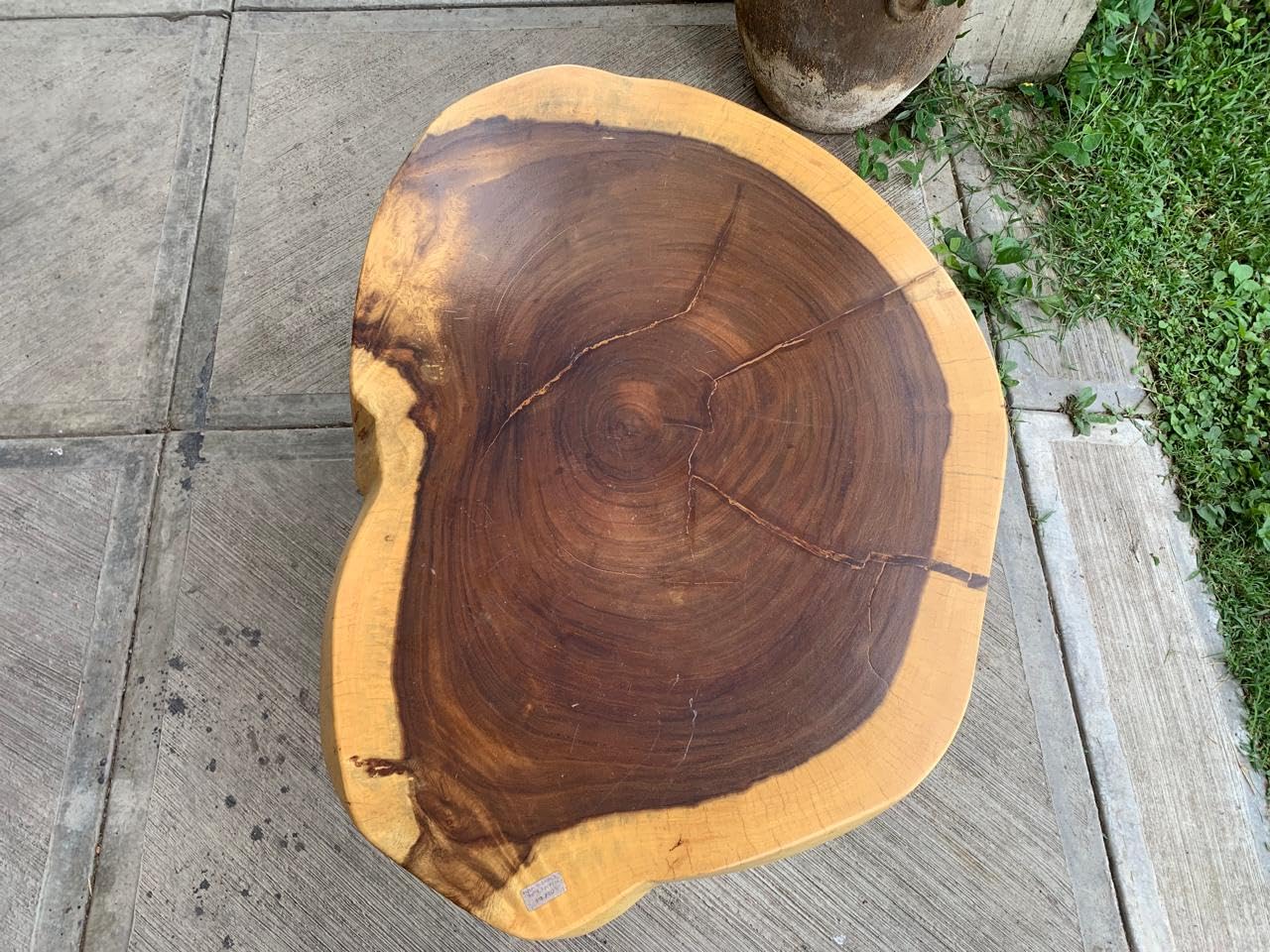 Mesa de Centro de Madera de Parota con Base de Bote Lechero