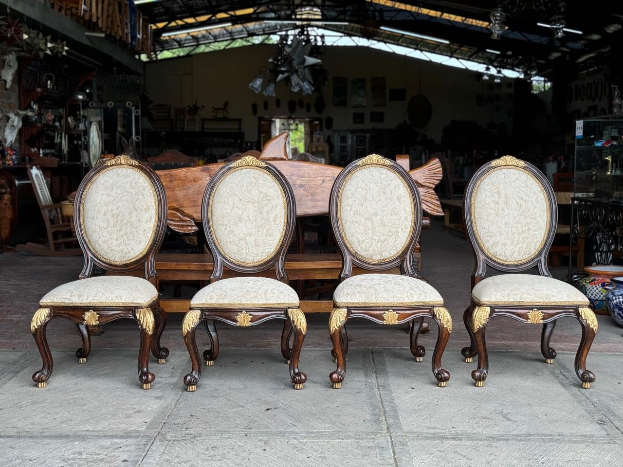 Antique Dining Chair Antique Louis XV Style Persian Style Fabric Wide Furniture and Home Decor