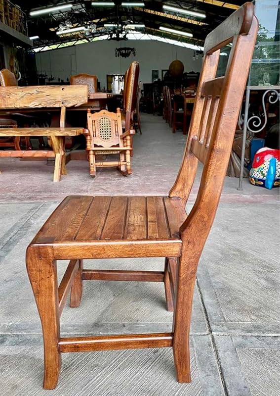 Silla De Madera De Mezquite Y Piel Estilo Hacienda