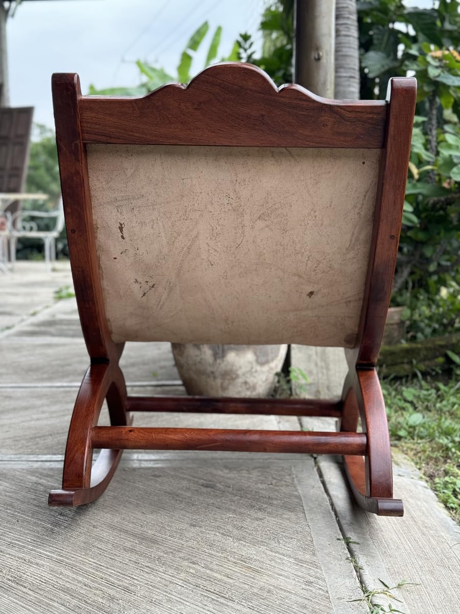 Miguelito Mesquite Leather Rocking Chair, Antique Style