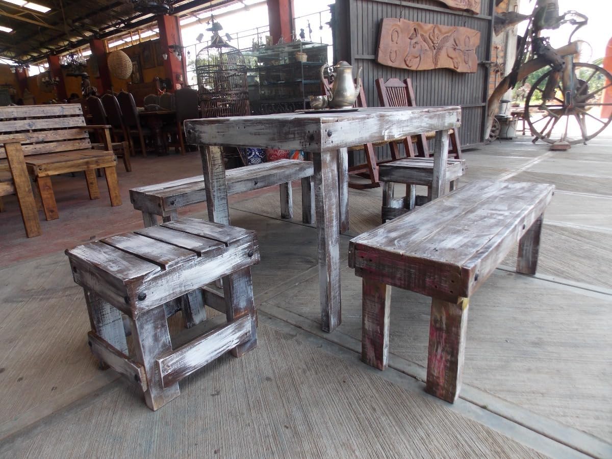 Comedor Artesanal Vintage De Madera Sustentable De Pallets