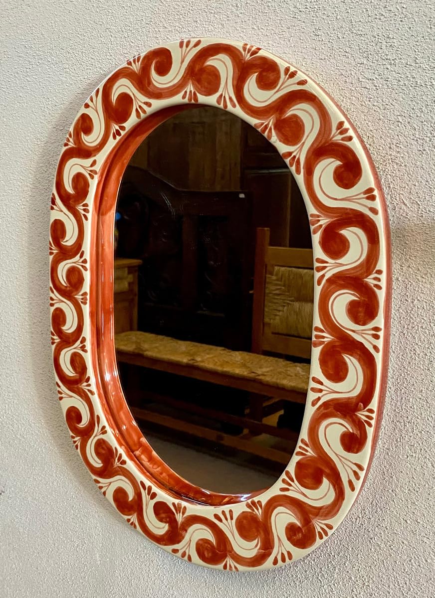 Bonito Espejo Artesanal En Talavera Fina Estilo Antiguo.