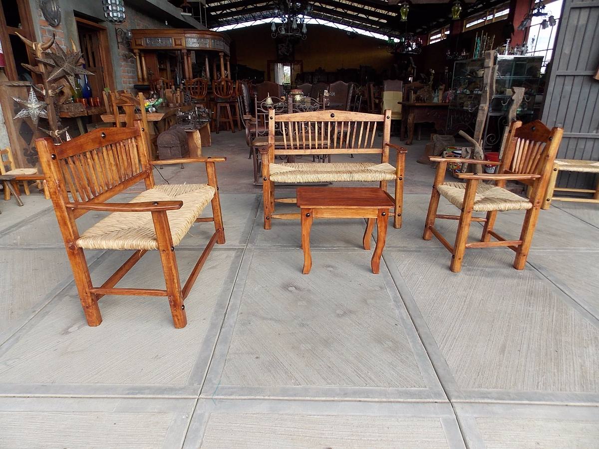 Handcrafted Wooden Room with Woven Seat.
