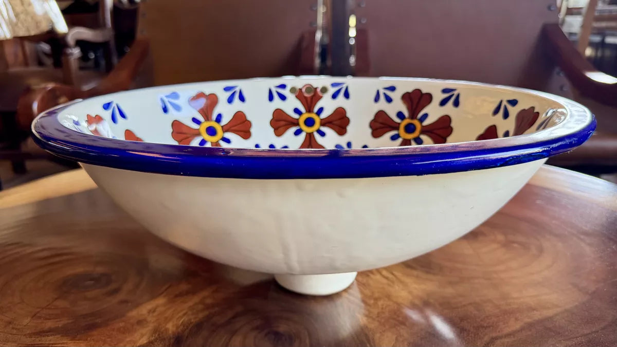 Lavabo Ovalin Artesanal Talavera Fina Estilo Antiguo Lomé 7