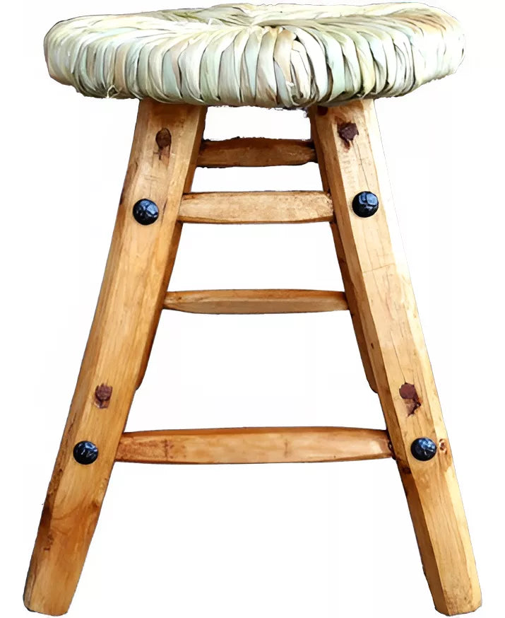 Handcrafted bench. Wood and antique-style tulle fabric.